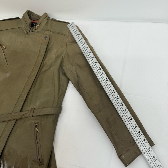 VTG MARC BUCHANAN PELLE PELLE LEATHER Jacket Women’s 9/10 Distressed Green - Picture 14 of 16